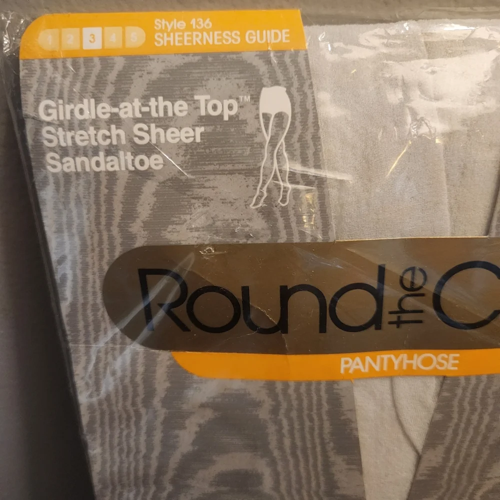 2 Pairs Round The Clock Vintage NEW Pantyhose Size B Girdle Sheer Taupe And Ice